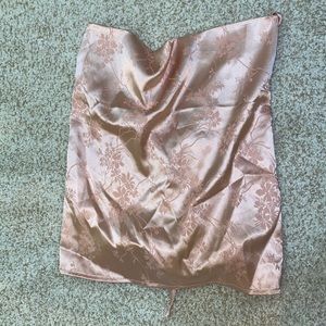 Satin Style Floral Tie Back Rouched Top